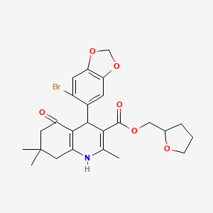 Tetrahydrofuran-2-ylmethyl 4-(6-bromo-1,3-benzodioxol-5-yl)-2,7,7-trimethyl-5-oxo-1,4,5,6,7,8-hexahydroquinoline-3-carboxylate