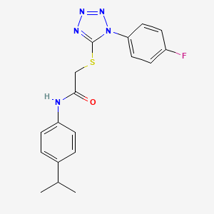 2-{[1-(4-fluorophenyl)-1H-tetrazol-5-yl]thio}-N-(4-isopropylphenyl)acetamide