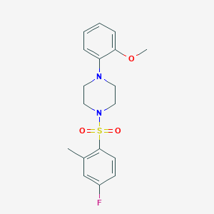 molecular formula C18H21FN2O3S B492068 1-((4-Fluoro-2-methylphenyl)sulfonyl)-4-(2-methoxyphenyl)piperazine CAS No. 825611-16-3