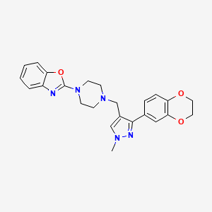 molecular formula C24H25N5O3 B4920688 2-(4-{[3-(2,3-dihydro-1,4-benzodioxin-6-yl)-1-methyl-1H-pyrazol-4-yl]methyl}-1-piperazinyl)-1,3-benzoxazole 