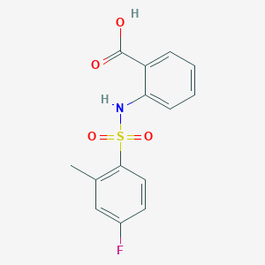 molecular formula C14H12FNO4S B492075 2-(4-氟-2-甲苯磺酰胺基)苯甲酸 CAS No. 327105-31-7