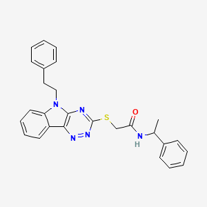 molecular formula C27H25N5OS B4920775 2-[(5-PHENETHYL-5H-[1,2,4]TRIAZINO[5,6-B]INDOL-3-YL)SULFANYL]-N~1~-(1-PHENYLETHYL)ACETAMIDE 