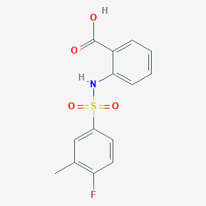 molecular formula C14H12FNO4S B492080 2-(4-氟-3-甲基苯磺酰胺基)苯甲酸 CAS No. 379254-41-8