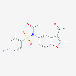 molecular formula C20H18FNO5S B492081 N-(3-acetyl-2-methyl-1-benzofuran-5-yl)-N-(4-fluoro-2-methylphenyl)sulfonylacetamide CAS No. 708225-36-9