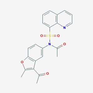 molecular formula C22H18N2O5S B492082 N-(3-乙酰基-2-甲基-5-苯并呋喃基)-N-(8-喹啉磺酰基)乙酰胺 CAS No. 701281-11-0