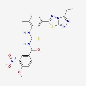 molecular formula C21H19N7O4S2 B4920847 N-[[5-(3-ethyl-[1,2,4]triazolo[3,4-b][1,3,4]thiadiazol-6-yl)-2-methylphenyl]carbamothioyl]-4-methoxy-3-nitrobenzamide 