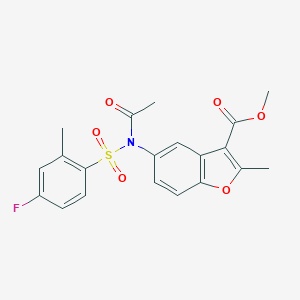 molecular formula C20H18FNO6S B492087 methyl 5-(N-((4-fluoro-2-methylphenyl)sulfonyl)acetamido)-2-methylbenzofuran-3-carboxylate CAS No. 706769-04-2