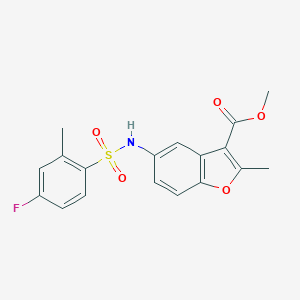 molecular formula C18H16FNO5S B492089 Methyl 5-{[(4-fluoro-2-methylphenyl)sulfonyl]amino}-2-methyl-1-benzofuran-3-carboxylate CAS No. 701940-89-8