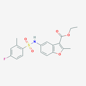 molecular formula C19H18FNO5S B492095 Ethyl 5-[(4-fluoro-2-methylphenyl)sulfonylamino]-2-methyl-1-benzofuran-3-carboxylate CAS No. 706763-48-6