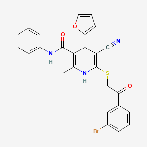 molecular formula C26H20BrN3O3S B4921086 6-{[2-(3-bromophenyl)-2-oxoethyl]thio}-5-cyano-4-(2-furyl)-2-methyl-N-phenyl-1,4-dihydro-3-pyridinecarboxamide 