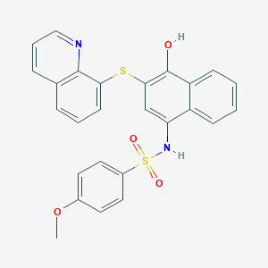 molecular formula C26H20N2O4S2 B492110 N-[4-hydroxy-3-(8-quinolinylsulfanyl)-1-naphthyl]-4-methoxybenzenesulfonamide CAS No. 708217-32-7