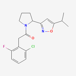 molecular formula C18H20ClFN2O2 B4921105 3-{1-[(2-chloro-6-fluorophenyl)acetyl]-2-pyrrolidinyl}-5-isopropylisoxazole 