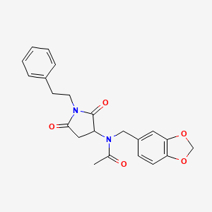 N-(1,3-benzodioxol-5-ylmethyl)-N-[2,5-dioxo-1-(2-phenylethyl)-3-pyrrolidinyl]acetamide