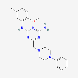 molecular formula C22H27N7O B4921160 N-(2-methoxy-5-methylphenyl)-6-[(4-phenyl-1-piperazinyl)methyl]-1,3,5-triazine-2,4-diamine 