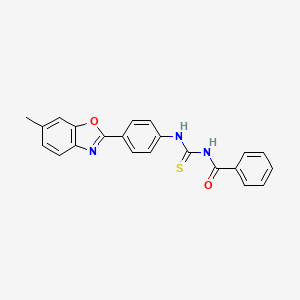 molecular formula C22H17N3O2S B4921223 N-({[4-(6-methyl-1,3-benzoxazol-2-yl)phenyl]amino}carbonothioyl)benzamide 