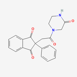 molecular formula C21H18N2O4 B4921258 2-[2-oxo-2-(3-oxo-1-piperazinyl)ethyl]-2-phenyl-1H-indene-1,3(2H)-dione 