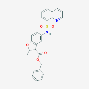 molecular formula C26H20N2O5S B492127 Benzyl 2-methyl-5-(quinoline-8-sulfonamido)benzofuran-3-carboxylate CAS No. 794552-67-3