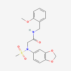 molecular formula C18H20N2O6S B4921283 N~2~-1,3-benzodioxol-5-yl-N~1~-(2-methoxybenzyl)-N~2~-(methylsulfonyl)glycinamide 
