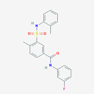 molecular formula C21H19FN2O3S B4921289 N-(3-fluorophenyl)-4-methyl-3-{[(2-methylphenyl)amino]sulfonyl}benzamide 
