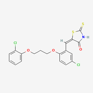molecular formula C19H15Cl2NO3S2 B4921308 5-{5-chloro-2-[3-(2-chlorophenoxy)propoxy]benzylidene}-2-thioxo-1,3-thiazolidin-4-one 