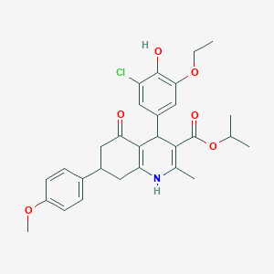molecular formula C29H32ClNO6 B4921313 isopropyl 4-(3-chloro-5-ethoxy-4-hydroxyphenyl)-7-(4-methoxyphenyl)-2-methyl-5-oxo-1,4,5,6,7,8-hexahydro-3-quinolinecarboxylate 