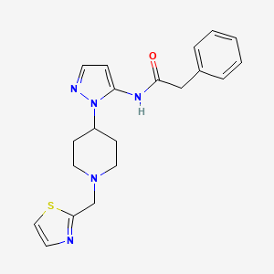 molecular formula C20H23N5OS B4921322 2-phenyl-N-{1-[1-(1,3-thiazol-2-ylmethyl)-4-piperidinyl]-1H-pyrazol-5-yl}acetamide 