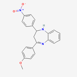 molecular formula C22H19N3O3 B4921334 4-(4-methoxyphenyl)-2-(4-nitrophenyl)-2,3-dihydro-1H-1,5-benzodiazepine 
