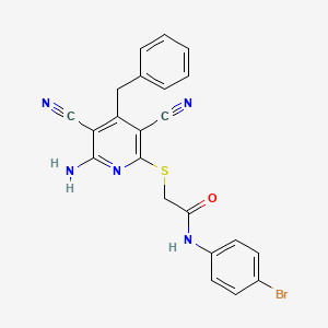 molecular formula C22H16BrN5OS B4921361 2-[(6-amino-4-benzyl-3,5-dicyano-2-pyridinyl)thio]-N-(4-bromophenyl)acetamide 