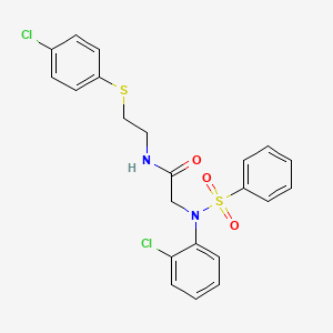 molecular formula C22H20Cl2N2O3S2 B4921391 N~2~-(2-chlorophenyl)-N~1~-{2-[(4-chlorophenyl)thio]ethyl}-N~2~-(phenylsulfonyl)glycinamide 
