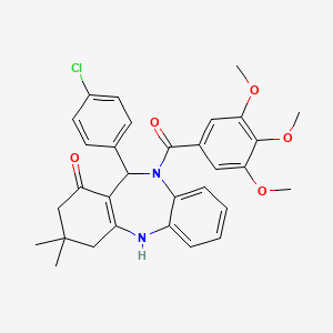 molecular formula C31H31ClN2O5 B4921395 11-(4-chlorophenyl)-3,3-dimethyl-10-(3,4,5-trimethoxybenzoyl)-2,3,4,5,10,11-hexahydro-1H-dibenzo[b,e][1,4]diazepin-1-one 