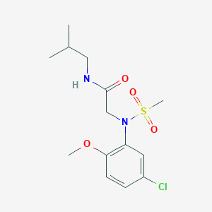 molecular formula C14H21ClN2O4S B4921411 N~2~-(5-chloro-2-methoxyphenyl)-N~1~-isobutyl-N~2~-(methylsulfonyl)glycinamide 