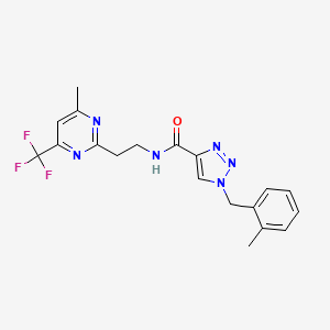 molecular formula C19H19F3N6O B4921582 1-(2-methylbenzyl)-N-{2-[4-methyl-6-(trifluoromethyl)-2-pyrimidinyl]ethyl}-1H-1,2,3-triazole-4-carboxamide 