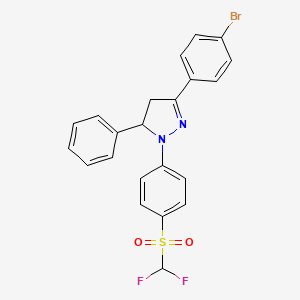 molecular formula C22H17BrF2N2O2S B4921612 3-(4-bromophenyl)-1-{4-[(difluoromethyl)sulfonyl]phenyl}-5-phenyl-4,5-dihydro-1H-pyrazole 