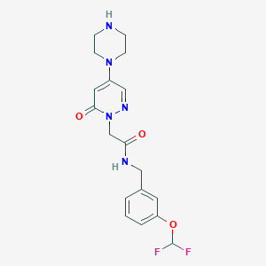 molecular formula C18H21F2N5O3 B4921630 N-[3-(difluoromethoxy)benzyl]-2-[6-oxo-4-(1-piperazinyl)-1(6H)-pyridazinyl]acetamide trifluoroacetate 