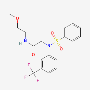 molecular formula C18H19F3N2O4S B4921694 N~1~-(2-methoxyethyl)-N~2~-(phenylsulfonyl)-N~2~-[3-(trifluoromethyl)phenyl]glycinamide 