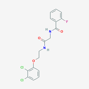 molecular formula C17H15Cl2FN2O3 B4921739 N-(2-{[2-(2,3-dichlorophenoxy)ethyl]amino}-2-oxoethyl)-2-fluorobenzamide 