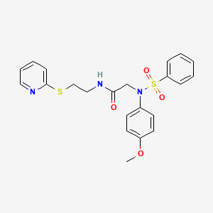 molecular formula C22H23N3O4S2 B4921755 N~2~-(4-methoxyphenyl)-N~2~-(phenylsulfonyl)-N~1~-[2-(2-pyridinylthio)ethyl]glycinamide 