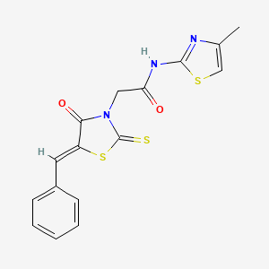 molecular formula C16H13N3O2S3 B4921806 2-(5-benzylidene-4-oxo-2-thioxo-1,3-thiazolidin-3-yl)-N-(4-methyl-1,3-thiazol-2-yl)acetamide 