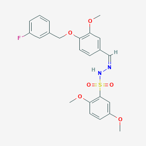 molecular formula C23H23FN2O6S B4921842 N'-{4-[(3-fluorobenzyl)oxy]-3-methoxybenzylidene}-2,5-dimethoxybenzenesulfonohydrazide 