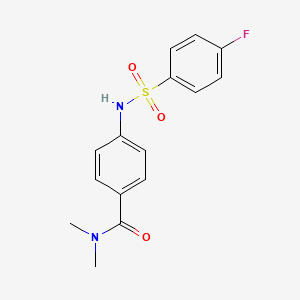 molecular formula C15H15FN2O3S B4921937 4-{[(4-fluorophenyl)sulfonyl]amino}-N,N-dimethylbenzamide 