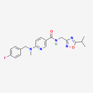molecular formula C20H22FN5O2 B4921949 6-[(4-fluorobenzyl)(methyl)amino]-N-[(5-isopropyl-1,2,4-oxadiazol-3-yl)methyl]nicotinamide 