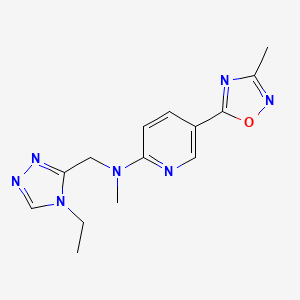 molecular formula C14H17N7O B4921959 N-[(4-ethyl-4H-1,2,4-triazol-3-yl)methyl]-N-methyl-5-(3-methyl-1,2,4-oxadiazol-5-yl)-2-pyridinamine 