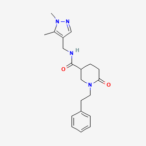 N-[(1,5-dimethyl-1H-pyrazol-4-yl)methyl]-6-oxo-1-(2-phenylethyl)-3-piperidinecarboxamide