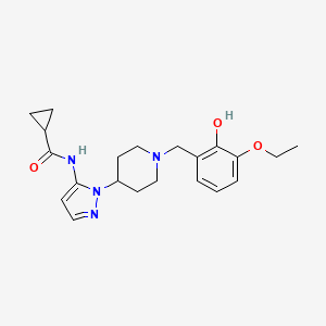 molecular formula C21H28N4O3 B4921989 N-{1-[1-(3-ethoxy-2-hydroxybenzyl)-4-piperidinyl]-1H-pyrazol-5-yl}cyclopropanecarboxamide 