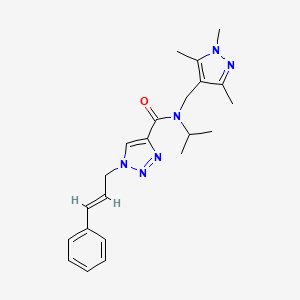 molecular formula C22H28N6O B4922046 N-isopropyl-1-[(2E)-3-phenyl-2-propen-1-yl]-N-[(1,3,5-trimethyl-1H-pyrazol-4-yl)methyl]-1H-1,2,3-triazole-4-carboxamide 