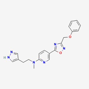 molecular formula C20H20N6O2 B4922079 N-methyl-5-[3-(phenoxymethyl)-1,2,4-oxadiazol-5-yl]-N-[2-(1H-pyrazol-4-yl)ethyl]-2-pyridinamine 