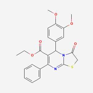 molecular formula C23H22N2O5S B4922130 ethyl 5-(3,4-dimethoxyphenyl)-3-oxo-7-phenyl-2,3-dihydro-5H-[1,3]thiazolo[3,2-a]pyrimidine-6-carboxylate 