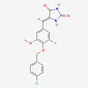 molecular formula C18H14ClIN2O4 B4922175 5-{4-[(4-chlorobenzyl)oxy]-3-iodo-5-methoxybenzylidene}-2,4-imidazolidinedione 