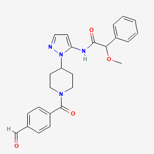 molecular formula C25H26N4O4 B4922183 N-{1-[1-(4-formylbenzoyl)-4-piperidinyl]-1H-pyrazol-5-yl}-2-methoxy-2-phenylacetamide 