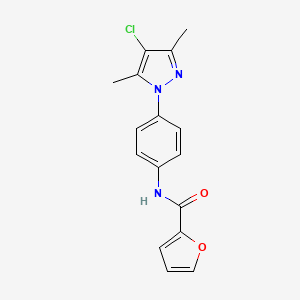 molecular formula C16H14ClN3O2 B4922225 N-[4-(4-chloro-3,5-dimethyl-1H-pyrazol-1-yl)phenyl]-2-furamide 